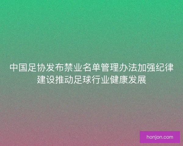 中国足协发布禁业名单管理办法加强纪律建设推动足球行业健康发展